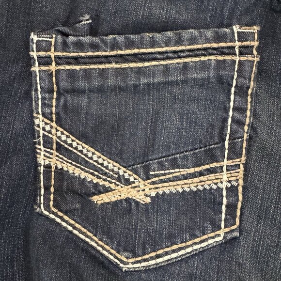 Buckle BKE Jeans Mens 32S Blue Tyler Bootleg Relaxed Distressed Dark Wash Denim - Picture 3 of 14